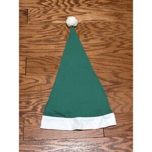 Adult Unisex Green & White Lightweight Cotton Santa Hat, One Size
